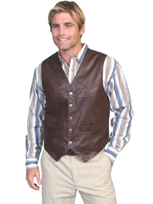 Scully Leather Mens Brown Soft Touch Lamb Lambskin Snap Vest XXL