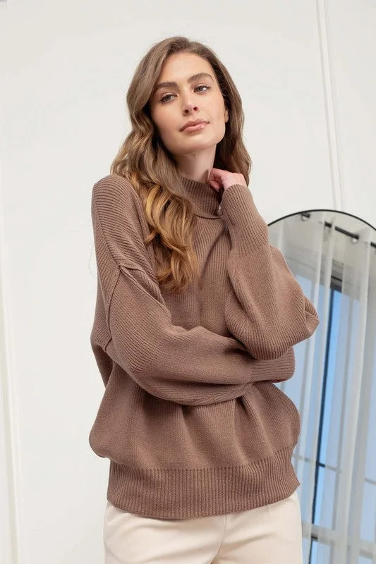 Special Savings MANDI MOCK NECK RIBBED SWEATER