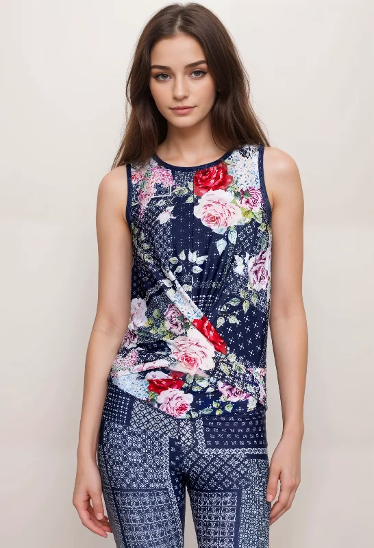 TIME-Limited Offer Johnny Was Rose Patch Crossover Tank A8023 Boho Chic