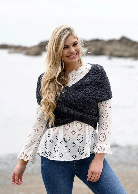 Instant Savings Aran Crossover Wrap | Charcoal