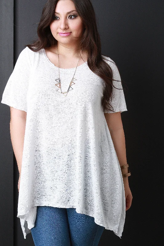 Stock Clearance Hacci Knit Round Neck Sharkbite Tunic