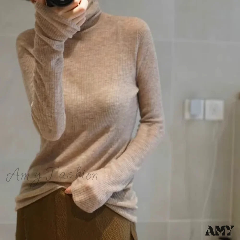 Super Sale Worsted Micro Transparent Cashmere Women's Slim Wool Base Knitting Elegant Stylish Autumn Winter Sweater Super Sale Worsted Micro Transparent Cashmere Women's Slim Wool Base Knitting Elegant Stylish Autumn Winter Sweater