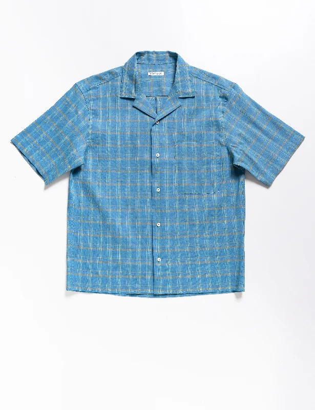 FINAL SALE: BKT18 Camp Shirt in Roman Check - Ionian Blue