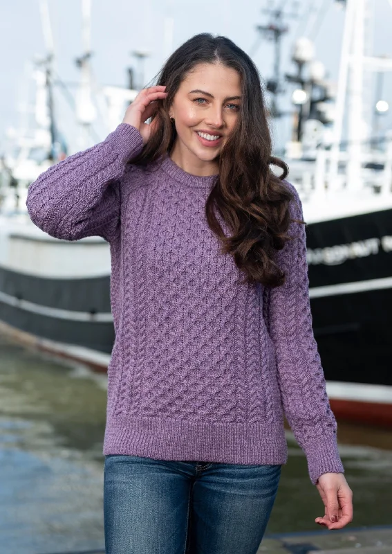 Limited Stock Ladies Slim-Fit Aran Sweater | Lavender