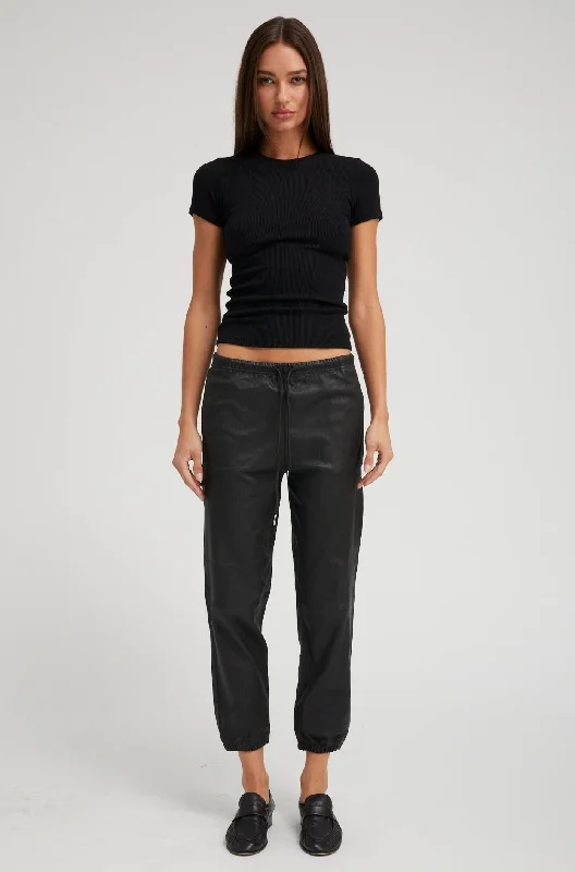 Today Only Black Leather Sweatpants