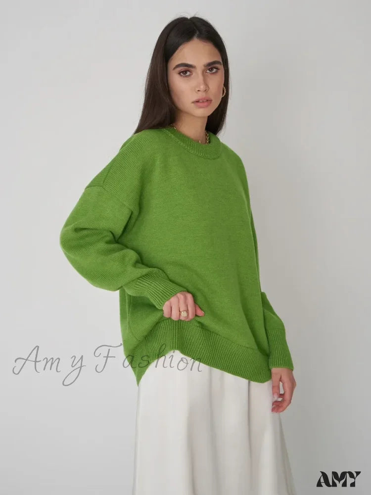 Weekend Discounts to Celebrate Women O Neck Autumn Winter Thick Warm Pullover Oversized Casual Loose Knitted Jumper Cozy Stylish Sweater