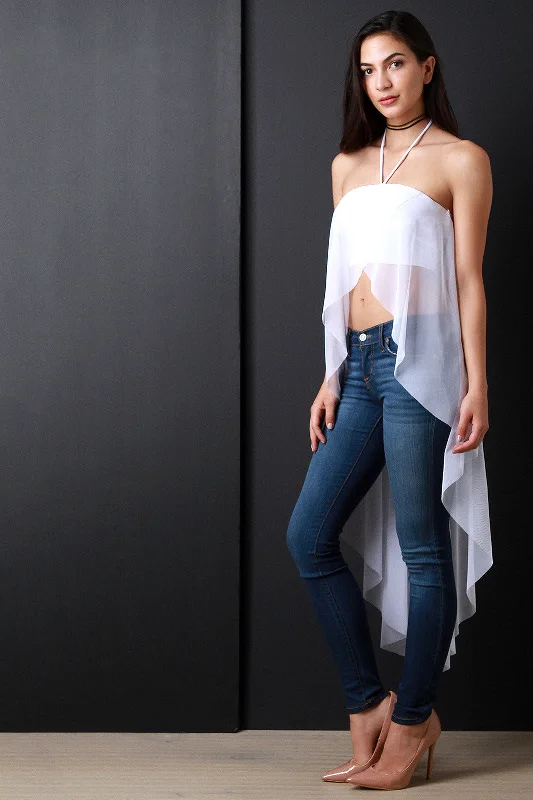Weekend Specials to Love Mesh Overlay Halter Tube Maxi Top