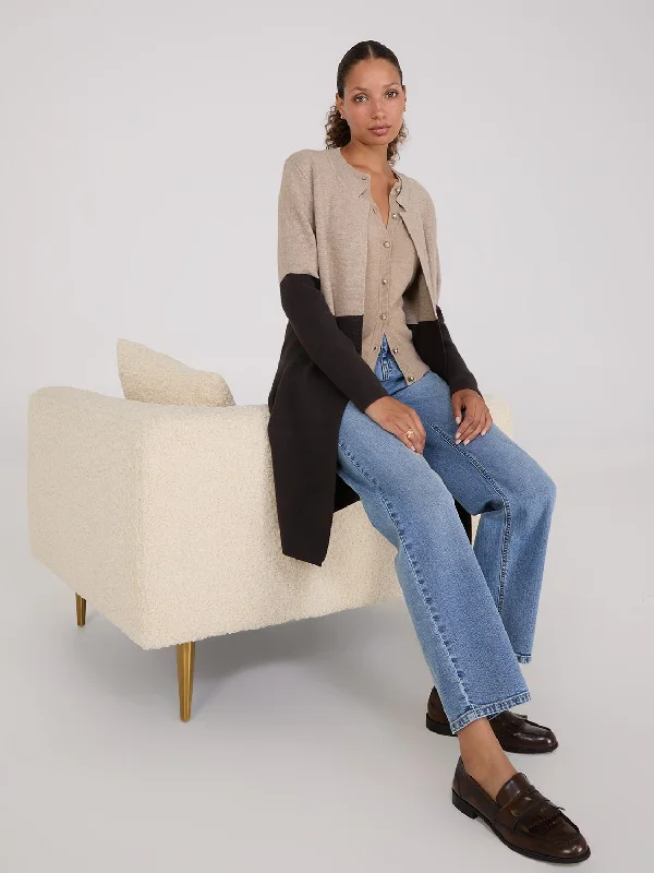 Overstock Sale Colour Block Notch Collar Duster