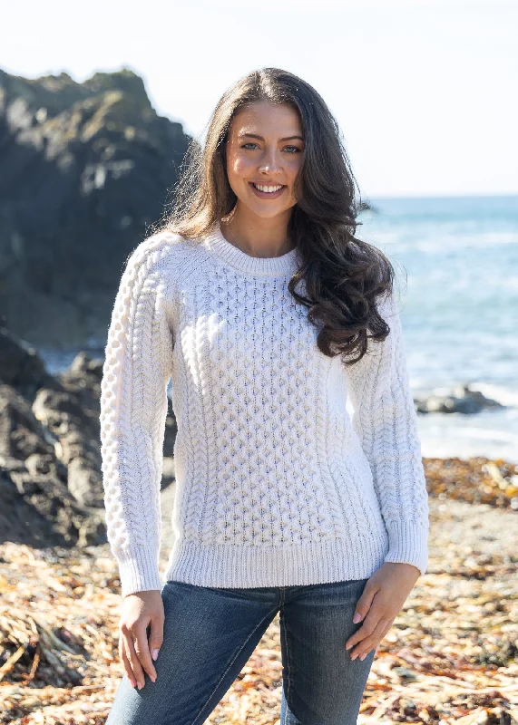 Weekend Bargains to Enjoy Ladies Slim-Fit Aran Sweater | Natual