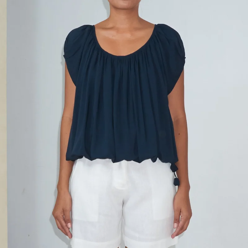 Early Access U-FLOW TOP - Rayon Voile | Midnight Blue