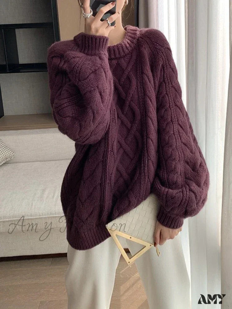 Top Pick Fashion Tops 2024 Women Autumn Winter Loose Long Sleeve Oversized Stylish Cozy Trendy Chic Sweater