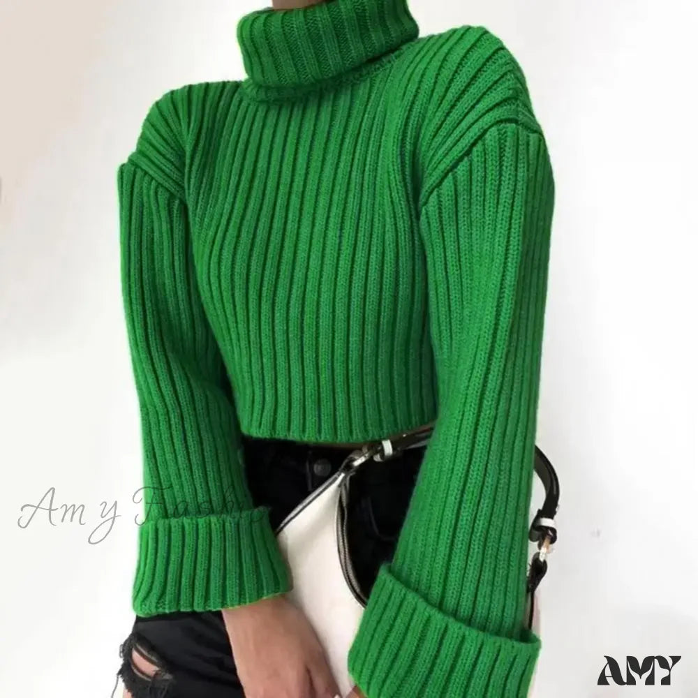 Crazy Deals Long Sleeve Women Top Cozy Knitted Women's Fall Winter High Collar Neck Protection Stylish Sweater