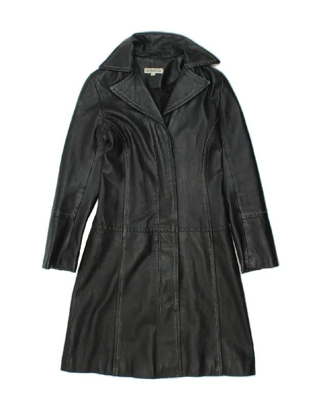 Make Your Weekend Count with Savings VINTAGE Womens Leather Coat UK 10 Small Black Leather