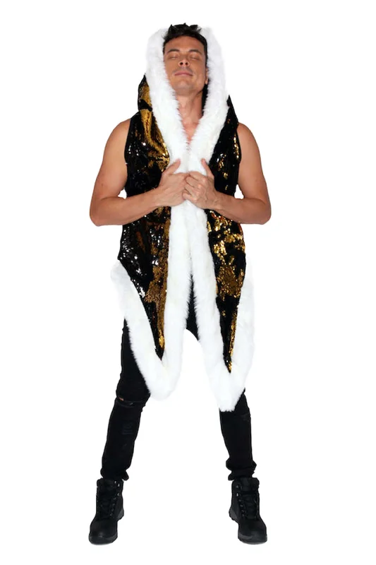 Men's LED Sequin Vest in "Black/ Gold"