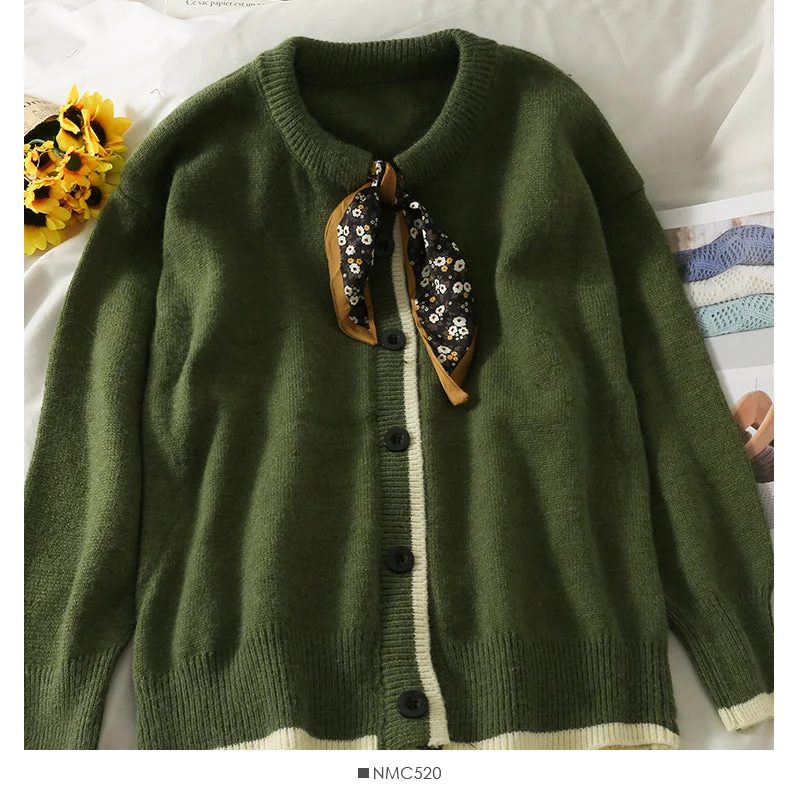 Price Drop Vintage bow printed round neck long sleeve sweater for women  1841