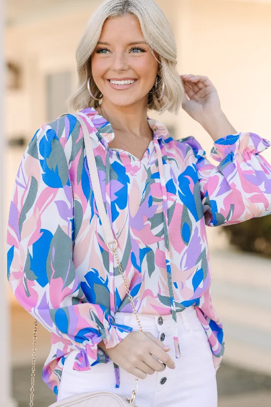Year-End Sale Loving It All Lavender Purple Abstract Blouse