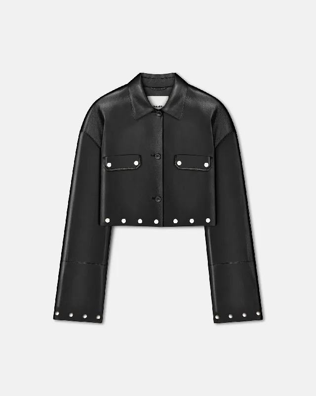 Weekend Discounts to Celebrate Kassie - Studded Okobor™ Alt-Leather Shirt - Black