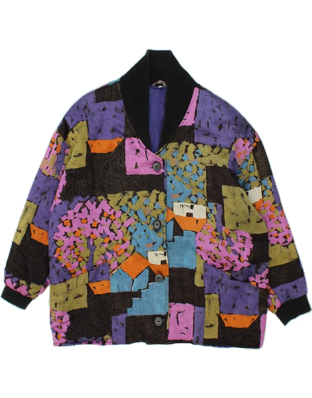 Act Now VINTAGE Womens Oversized Bomber Jacket EU 42 Large Multicoloured
