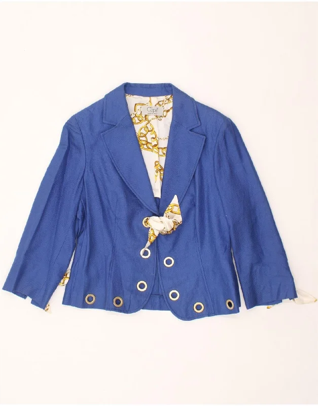 Exclusive Savings VINTAGE Womens Blazer Jacket IT 46 Large Blue Cotton