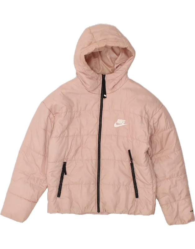 Extra Savings NIKE Womens Therma-Fit Hooded Padded Jacket UK 14 Medium Pink Polyester
