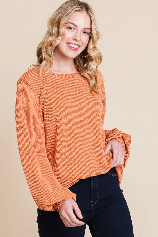 Weekend Savings Fiesta BOMBOM Long Sleeve Curved Hem Ribbed T-Shirt