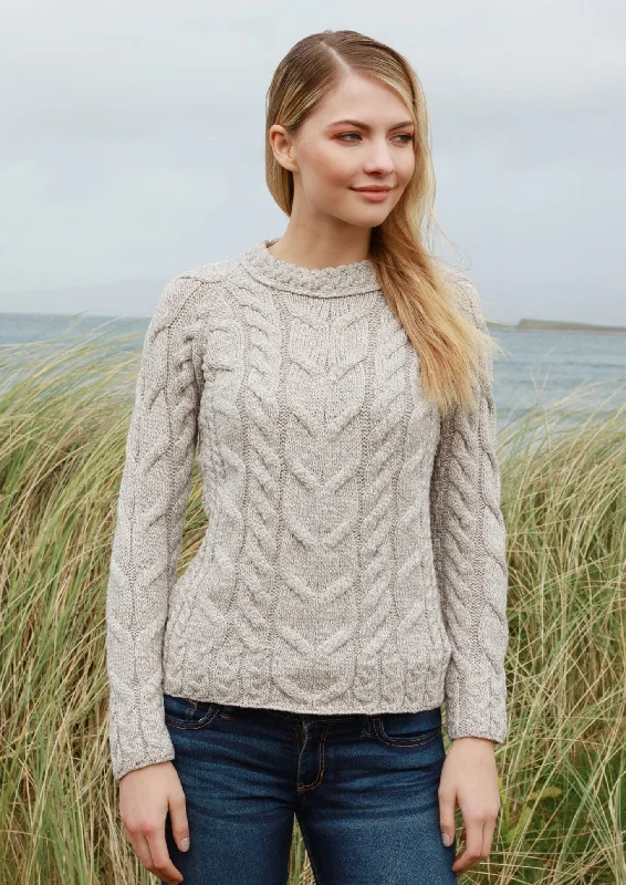 Value Deals Listowel Ladies Aran Cabled Sweater | Oatmeal