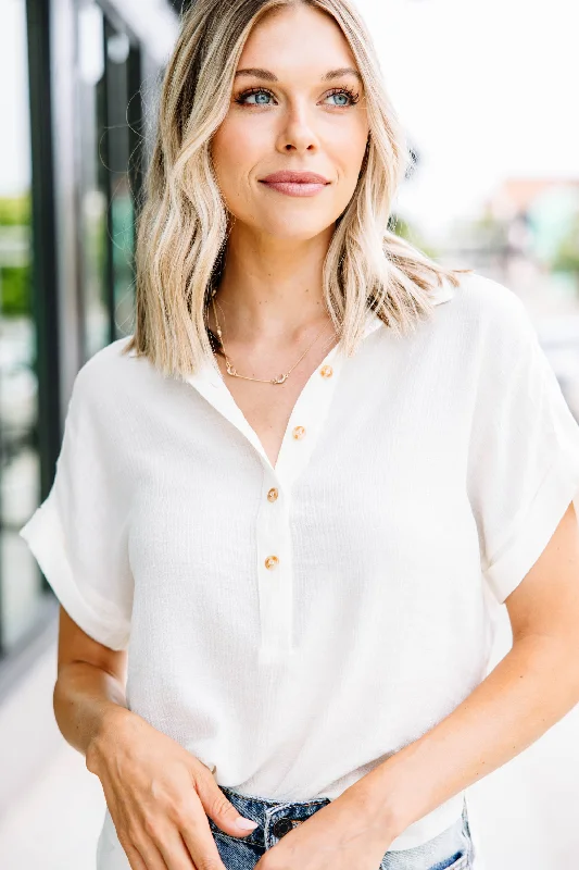 Blowout Deals Easy Days Ahead Cream White Top