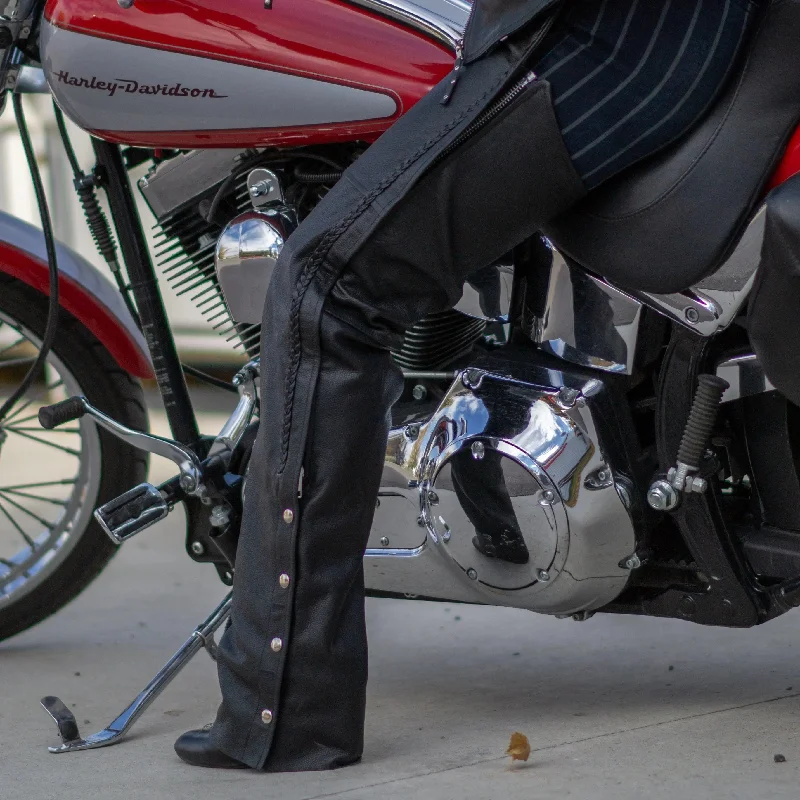 Super Savings Open Road Women's Braid Detail Premium Leather Chaps