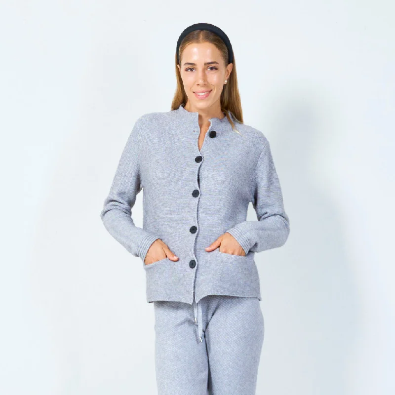 Super Deal Stylish button-up cardigan with high neck wholesale