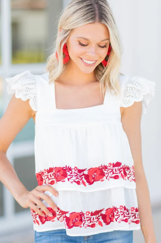 Deal Alert Forever And Always White Embroidered Top