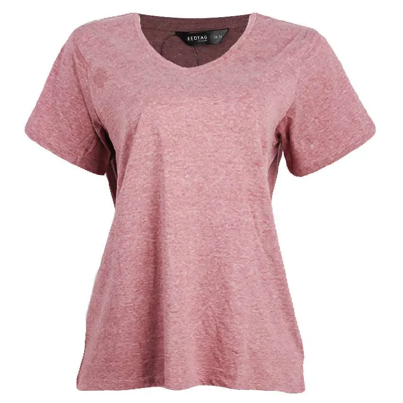 Price Cut REDTAG Casual Burgundy T-Shirt for Women