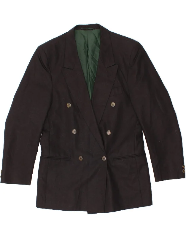 Weekend Discounts to Indulge In VINTAGE Womens Double Breasted Blazer Jacket IT 48 XL Black Cotton