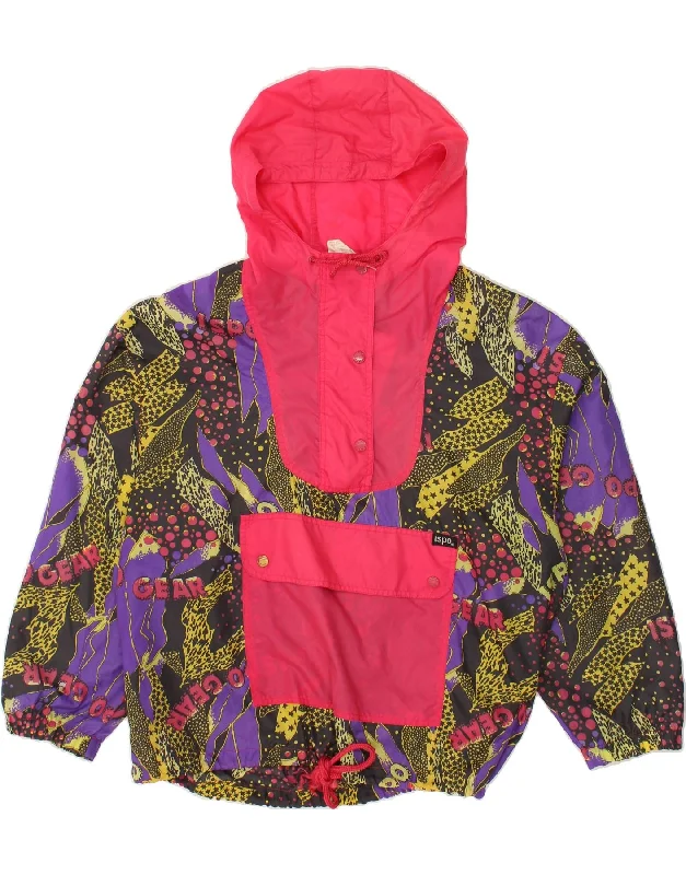 Weekend Deals That Amaze VINTAGE Womens Abstract Pattern Pullover Rain Jacket Large Multicoloured