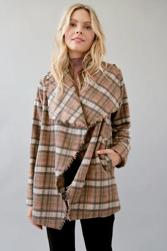 Weekend Specials to Enjoy Big Lapel Plaid Jacket
