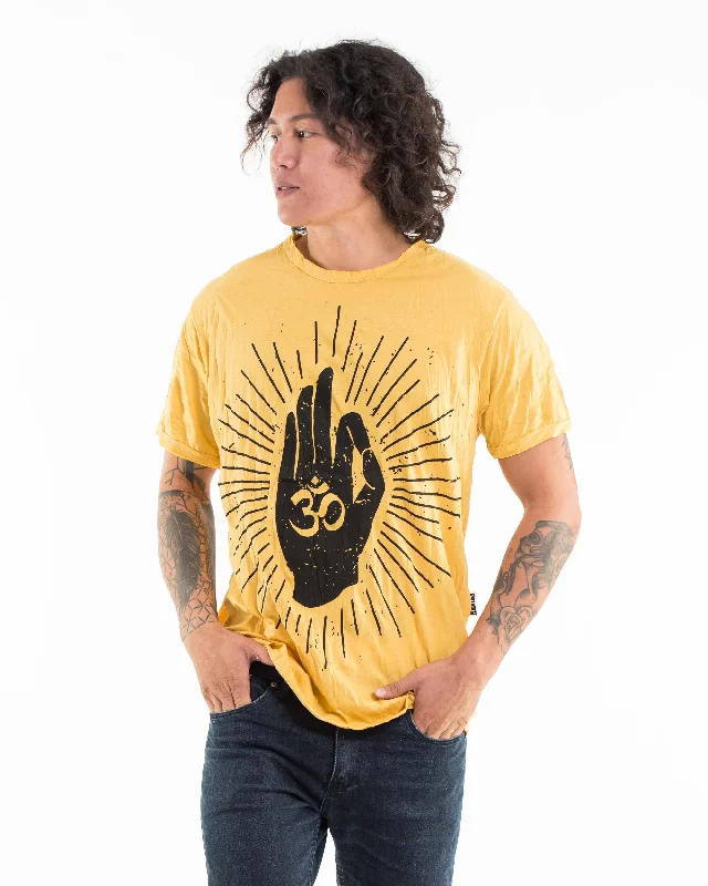 Mens Hand of Om T-Shirt in Yellow