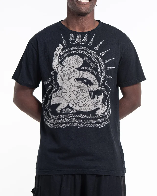 Unisex Hanuman Tattoo Cotton T-Shirt in Black